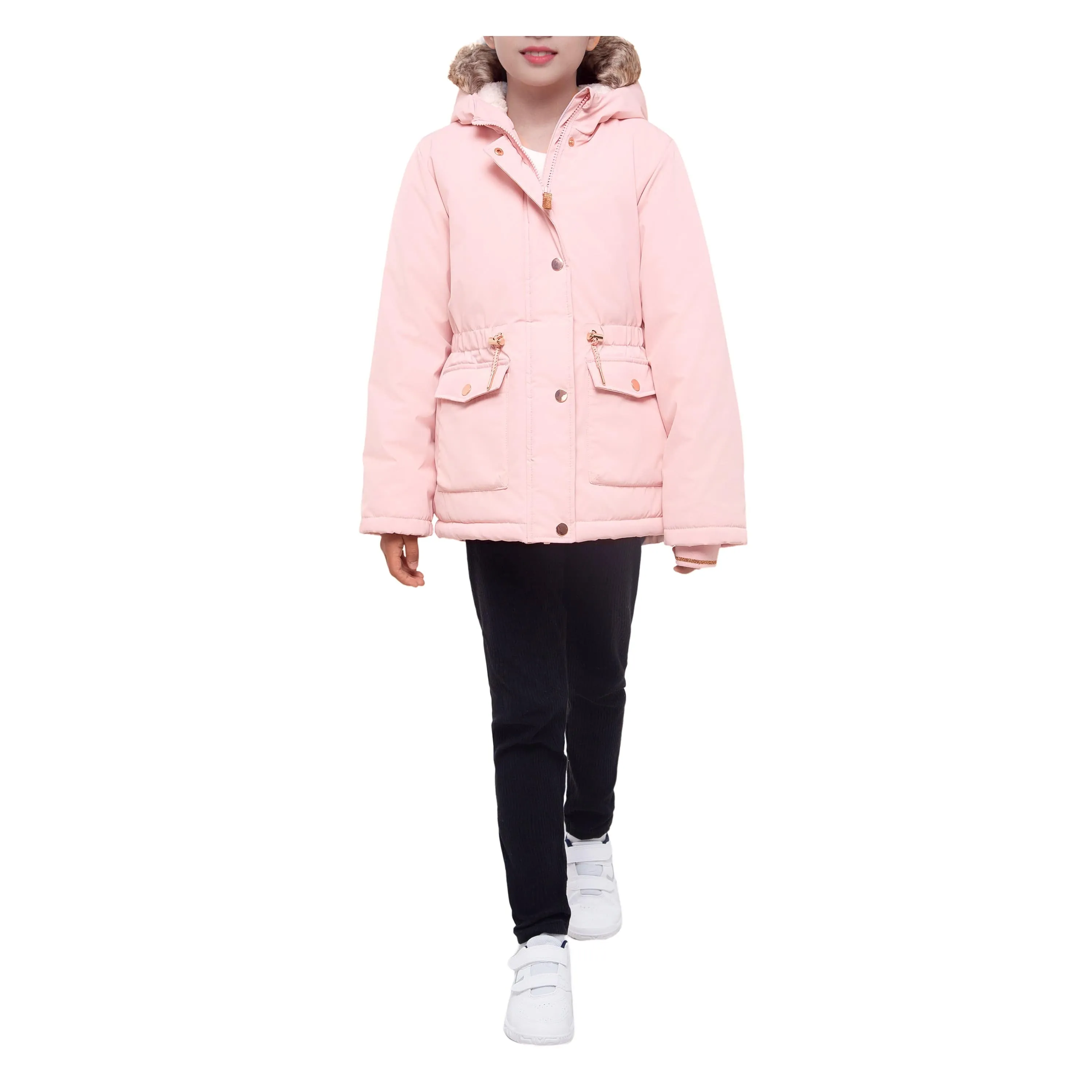 Girls' Water-Resistant Sherpa Fleece Lined Puffer Jacket Winter Parka Coat