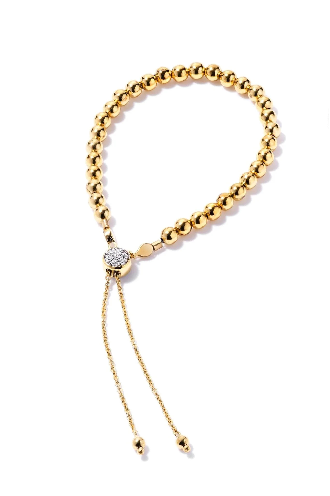 Gold Plated Sterling Silver Cubic Zirconia Bead Friendship Bracelet