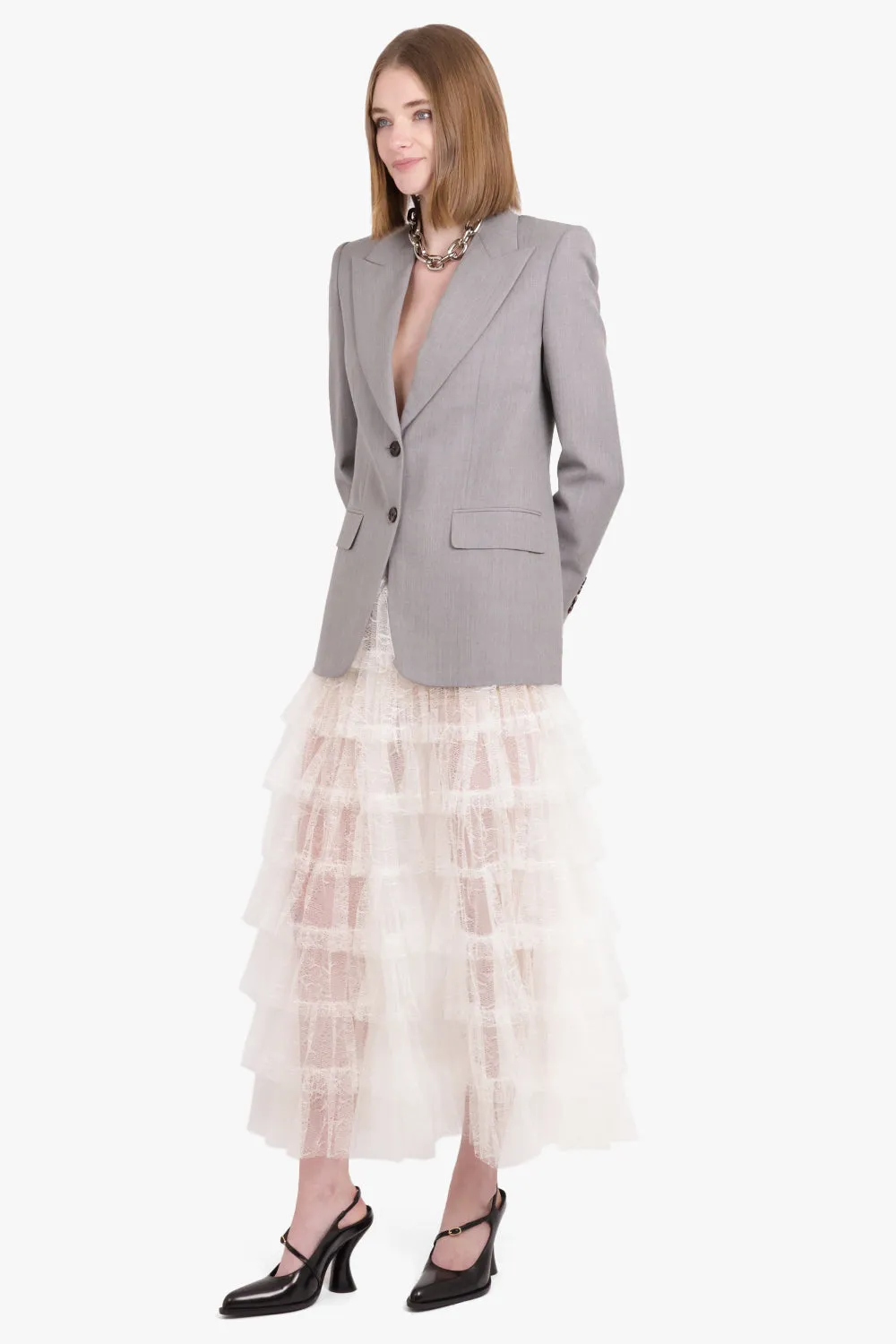 Gram Layered Tulle Midi Skirt | Off White