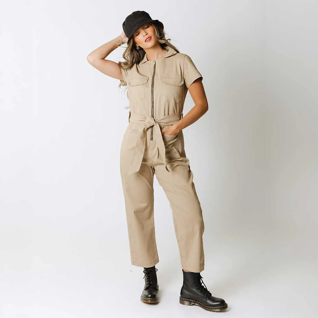 Hamptons Jumpsuit, Toffee Canvas