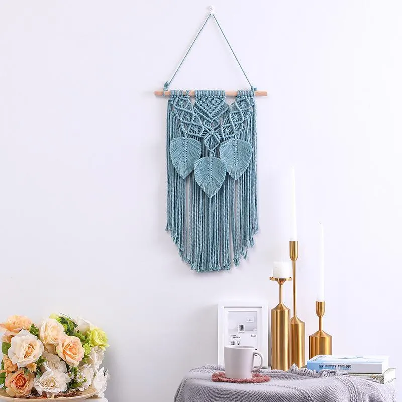 Handmade Macrame Wall Hanging with Tassels - Blue