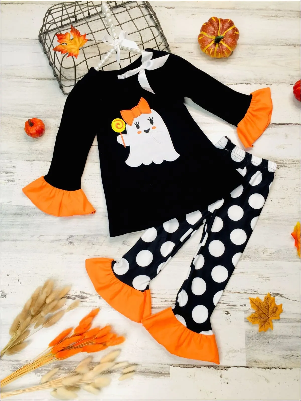 Hauntingly Sweet Tunic And Polka Dot Legging Set