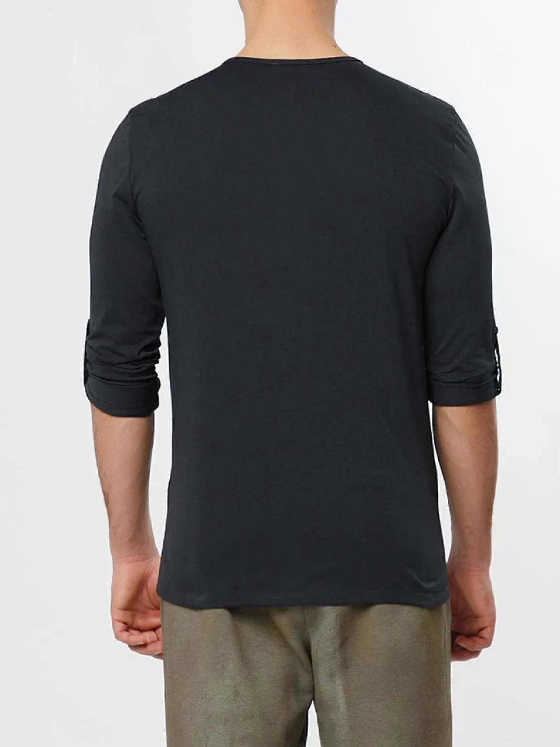 Henley Organic Cotton Long Sleeve T-shirt Charcoal Grey