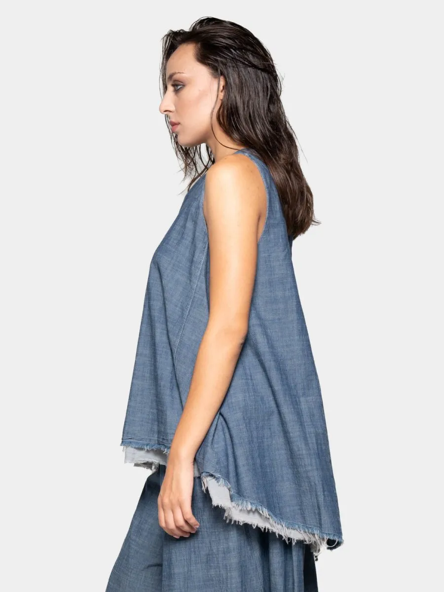 Hi-Lo Frayed Layer Tank