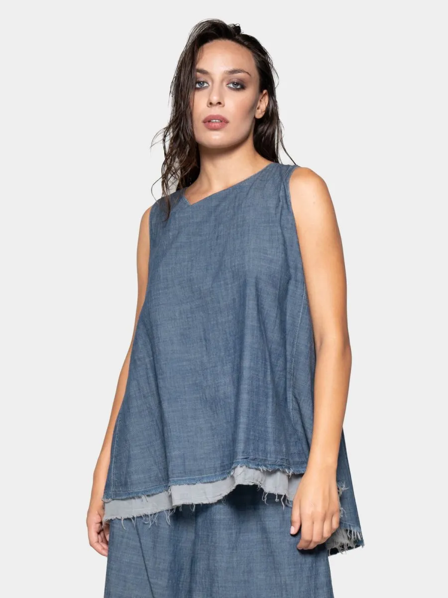 Hi-Lo Frayed Layer Tank