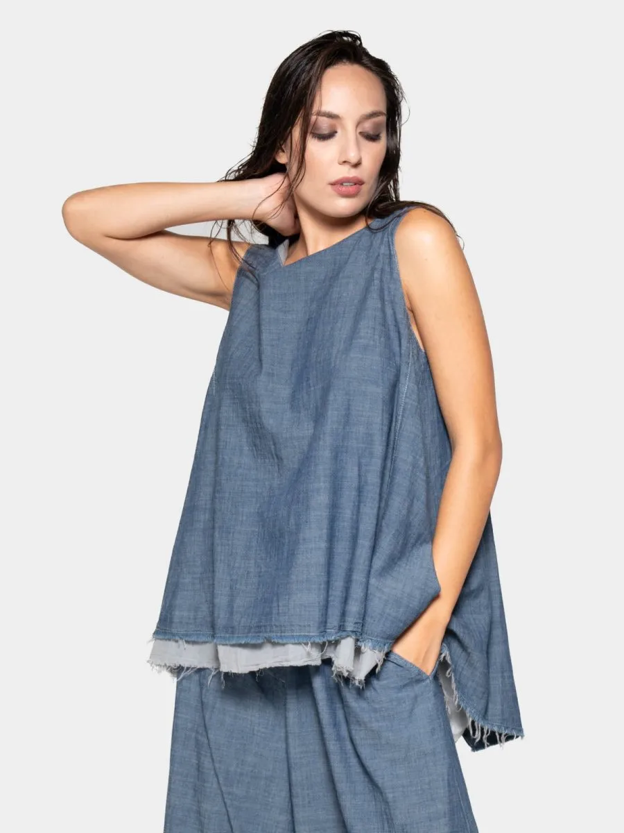 Hi-Lo Frayed Layer Tank