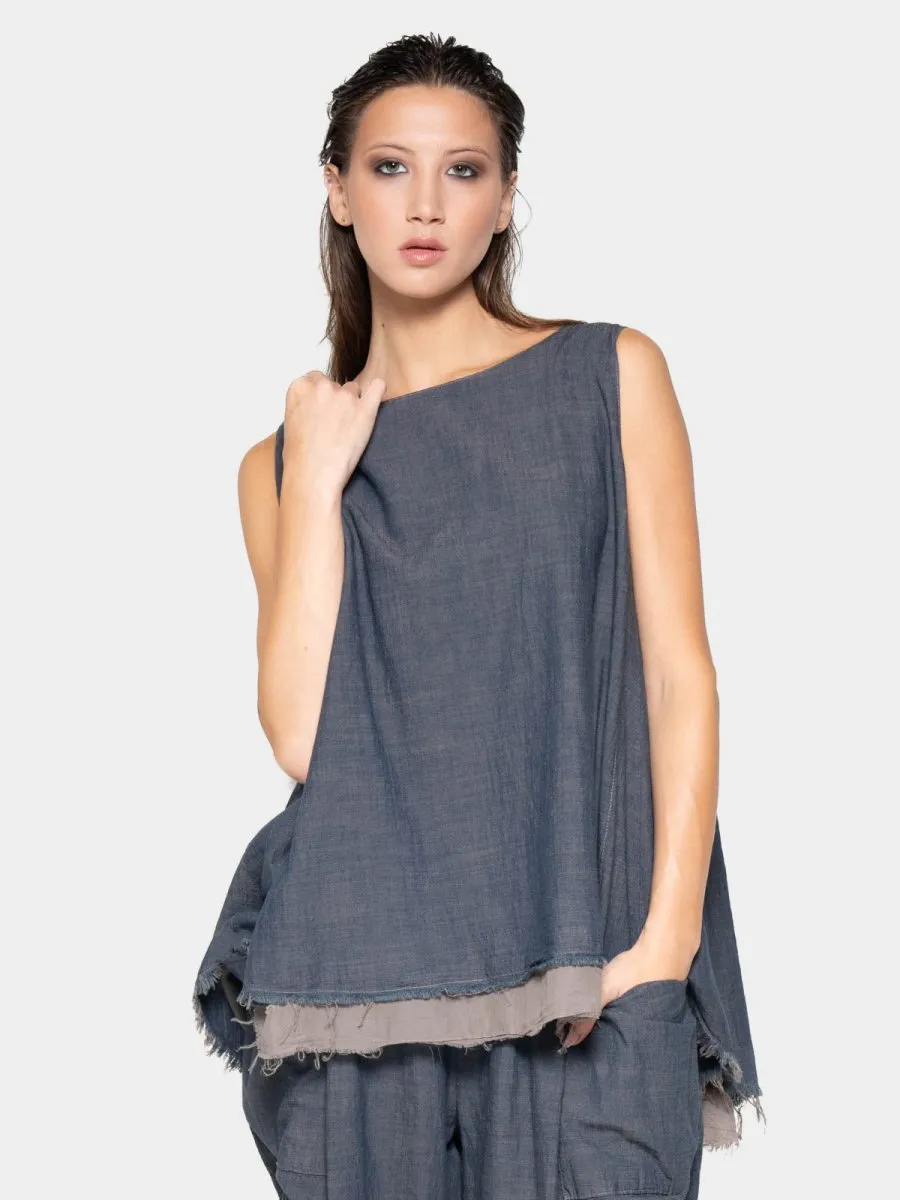 Hi-Lo Frayed Layer Tank