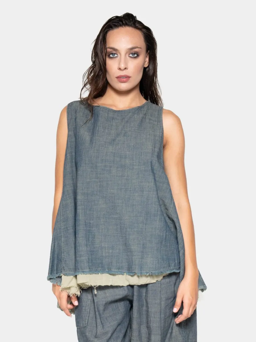 Hi-Lo Frayed Layer Tank