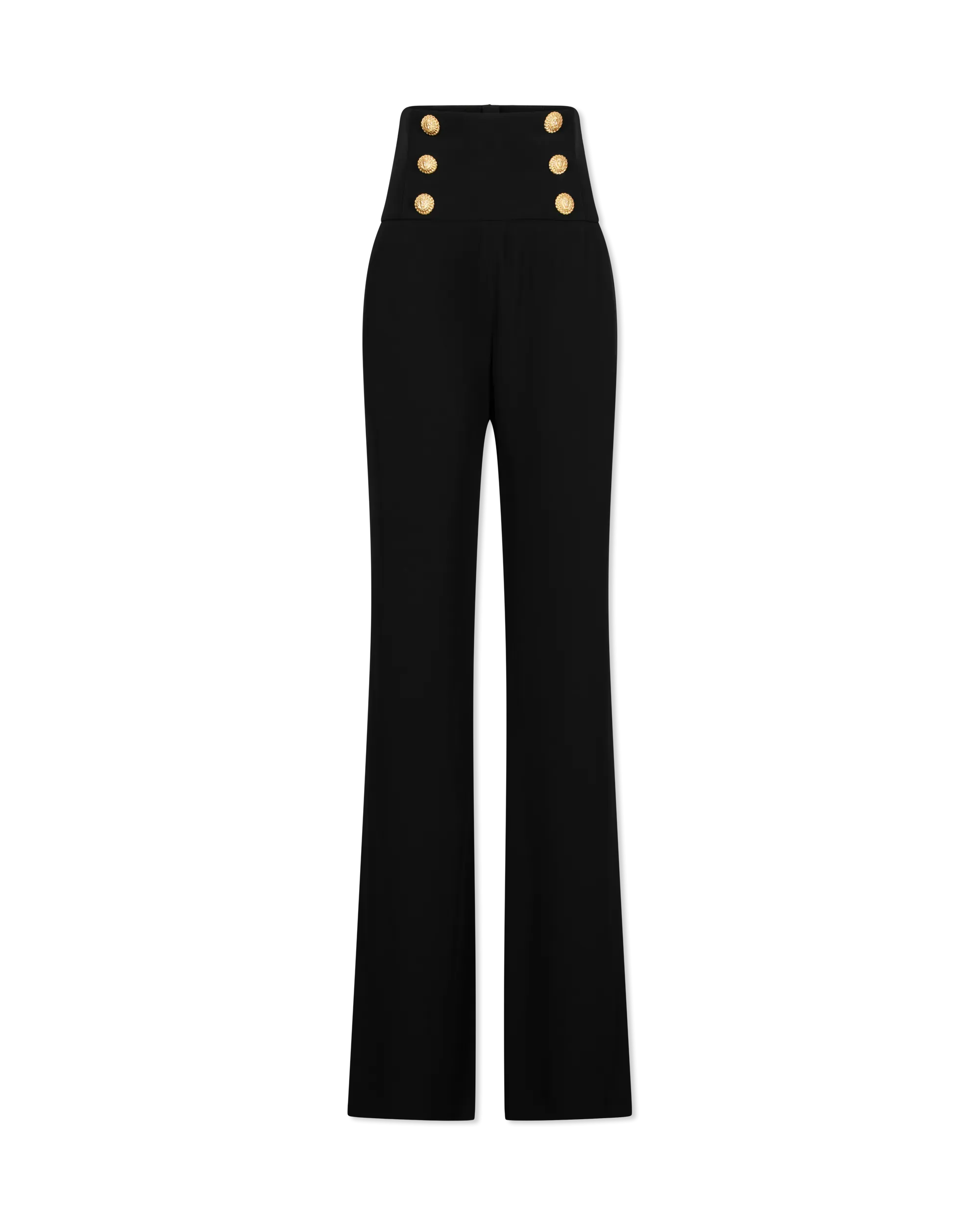 High Waisted 6 Button Crepe Wide-Leg Trousers