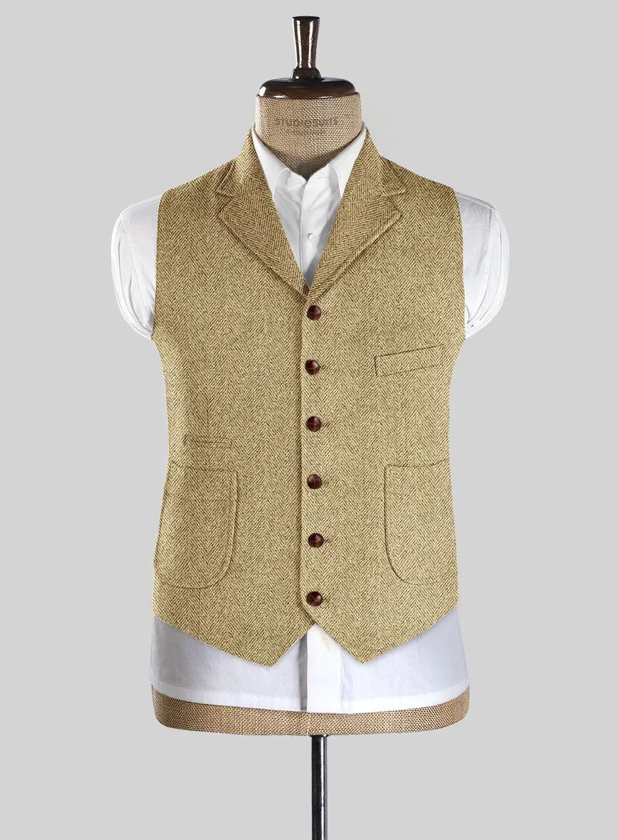 Highlander Heavy Beige Herringbone Tweed Hunting Vest