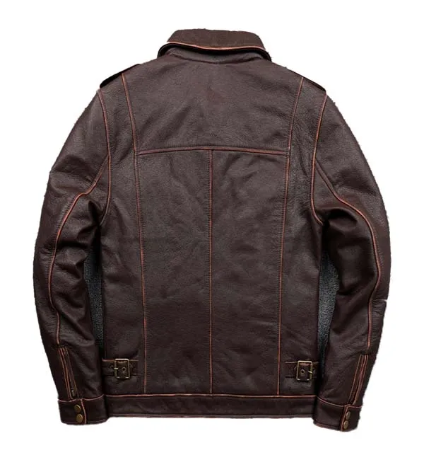 Hunting Jacket Cowhide Coat Lapel Men Jacket