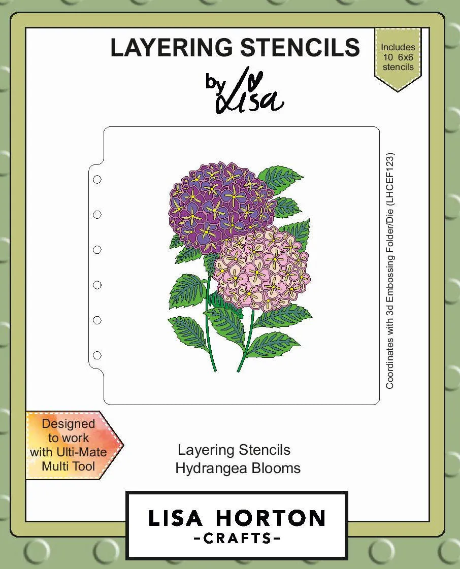 Hydrangea Blooms 6x6 Layering Stencils