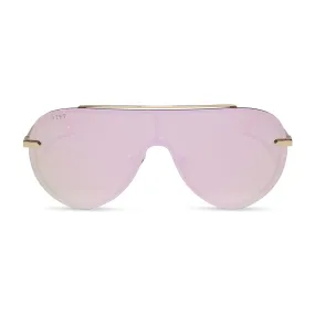 IMANI - GOLD   CHERRY BLOSSOM MIRROR SUNGLASSES