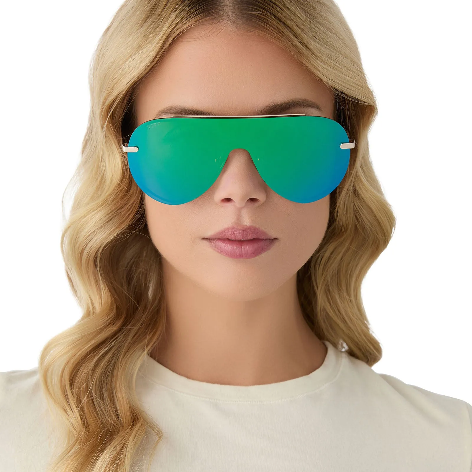 IMANI - GOLD   GREEN MIRROR SUNGLASSES