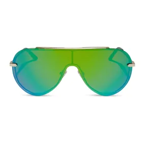 IMANI - GOLD   GREEN MIRROR SUNGLASSES