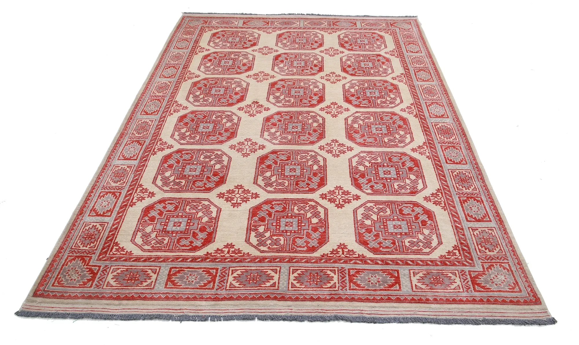 Ivory Akcha Revival Hand Knotted Rug