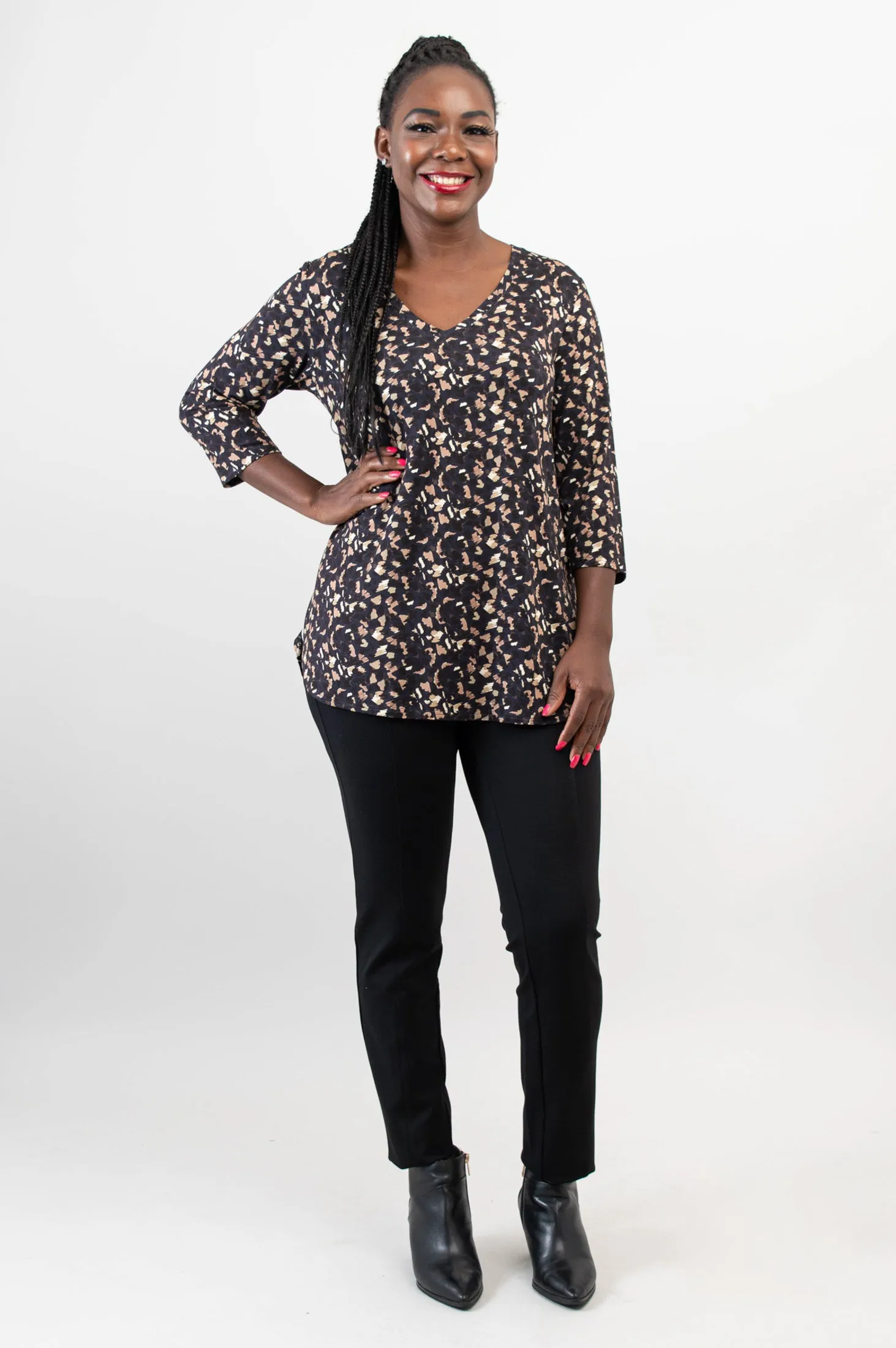 Jackie 3/4 Sleeve, Calico, Bamboo - Final Sale