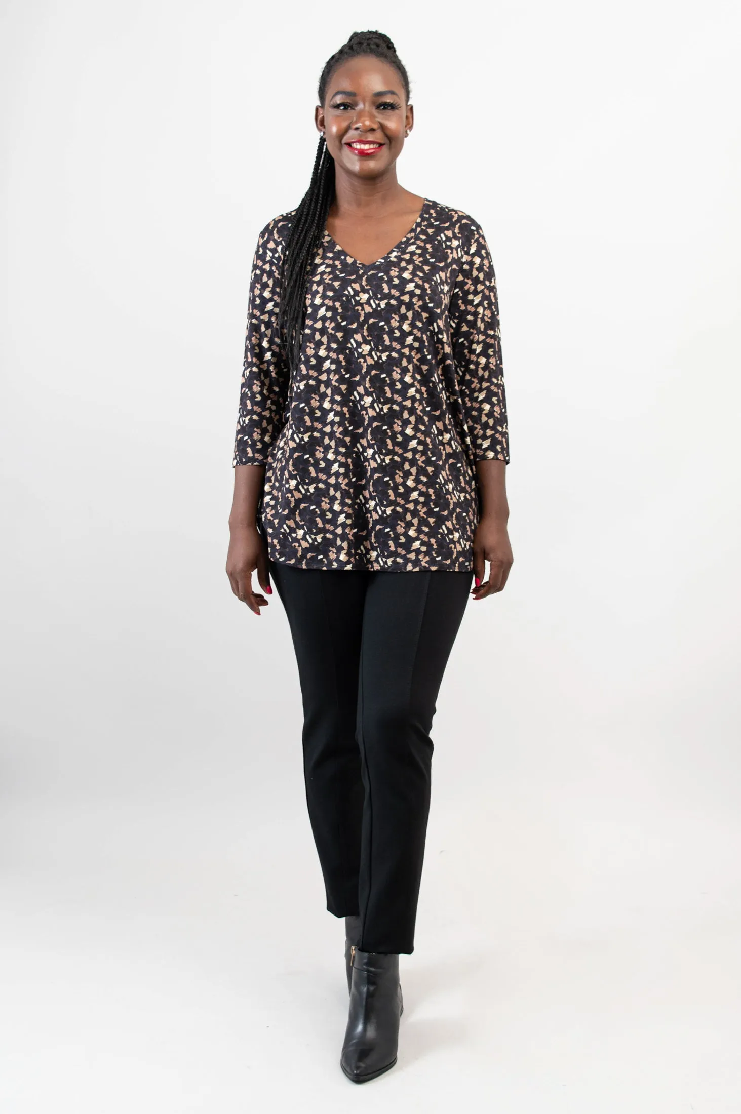 Jackie 3/4 Sleeve, Calico, Bamboo - Final Sale