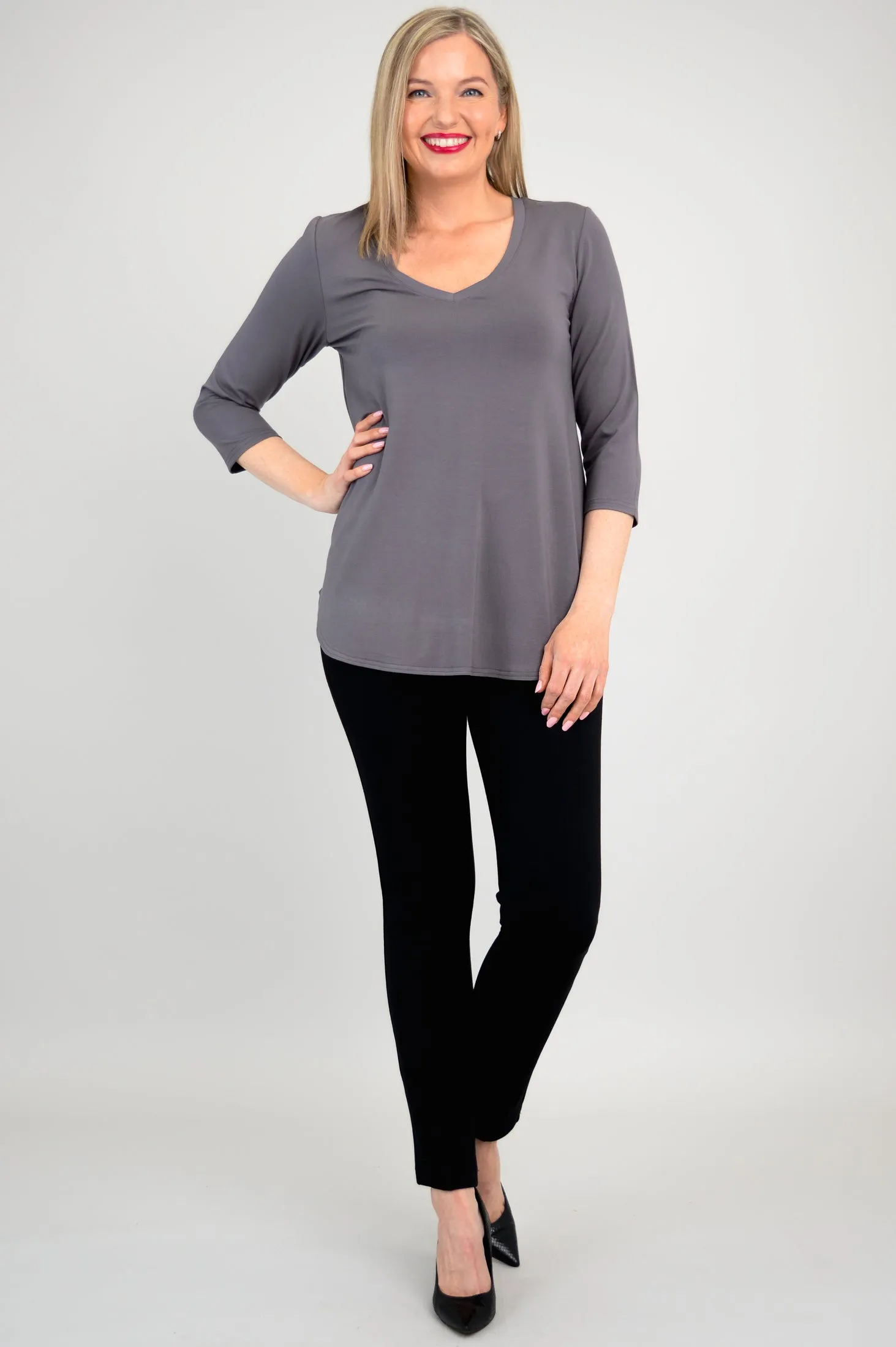 Jackie 3/4 Sleeve, Charcoal, Bamboo - Final Sale