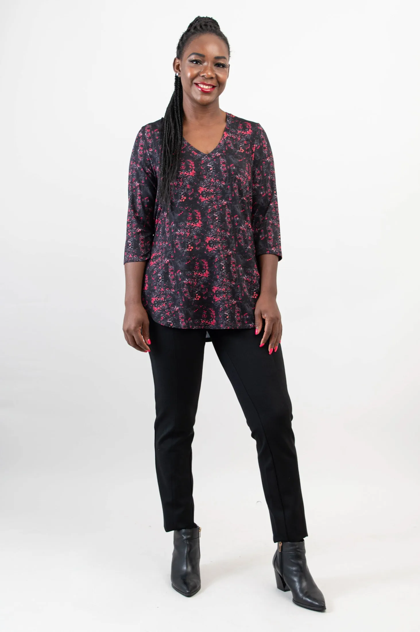 Jackie 3/4 Sleeve, Cherry Jam, Bamboo - Final Sale