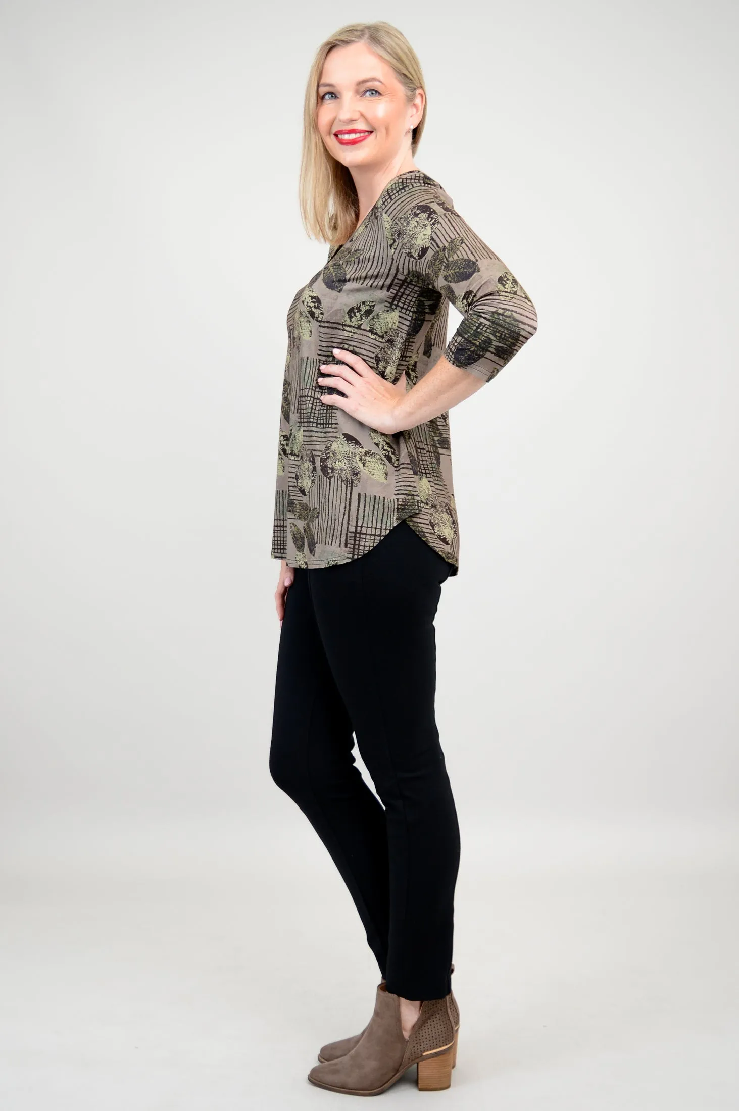 Jackie 3/4 Sleeve, Fall Sketch, Bamboo - Final Sale