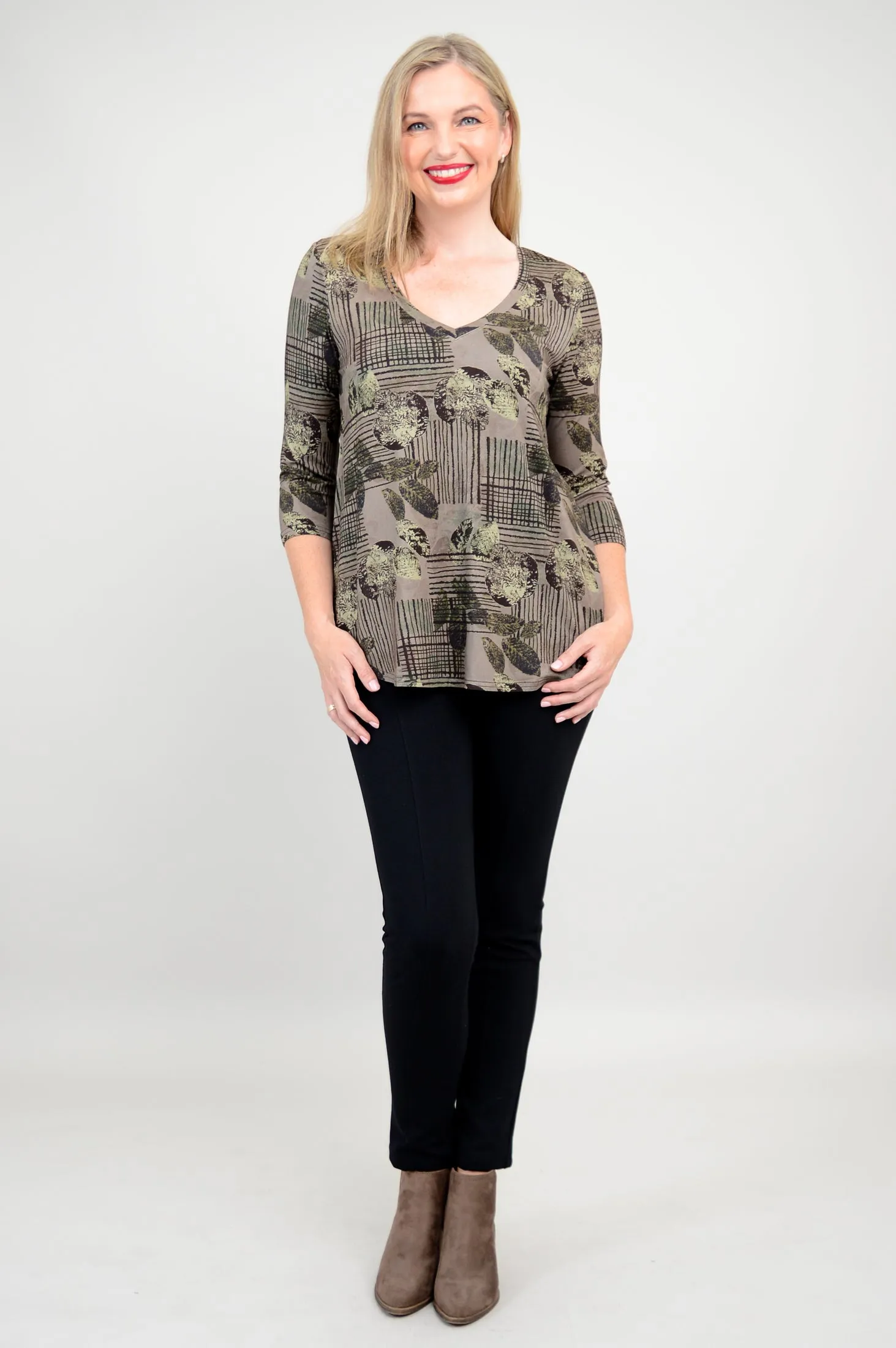 Jackie 3/4 Sleeve, Fall Sketch, Bamboo - Final Sale