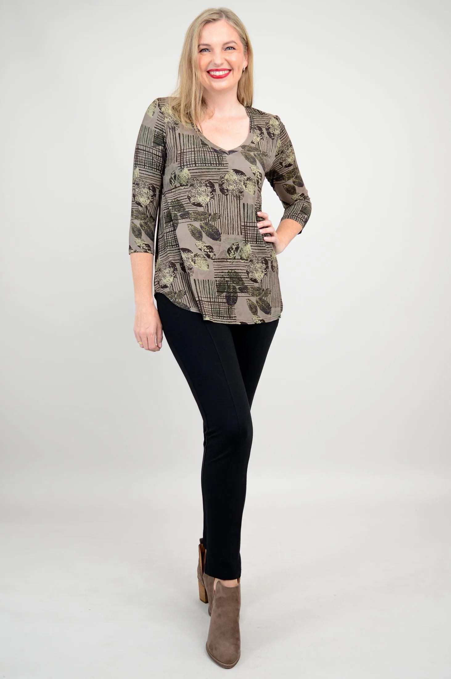 Jackie 3/4 Sleeve, Fall Sketch, Bamboo - Final Sale