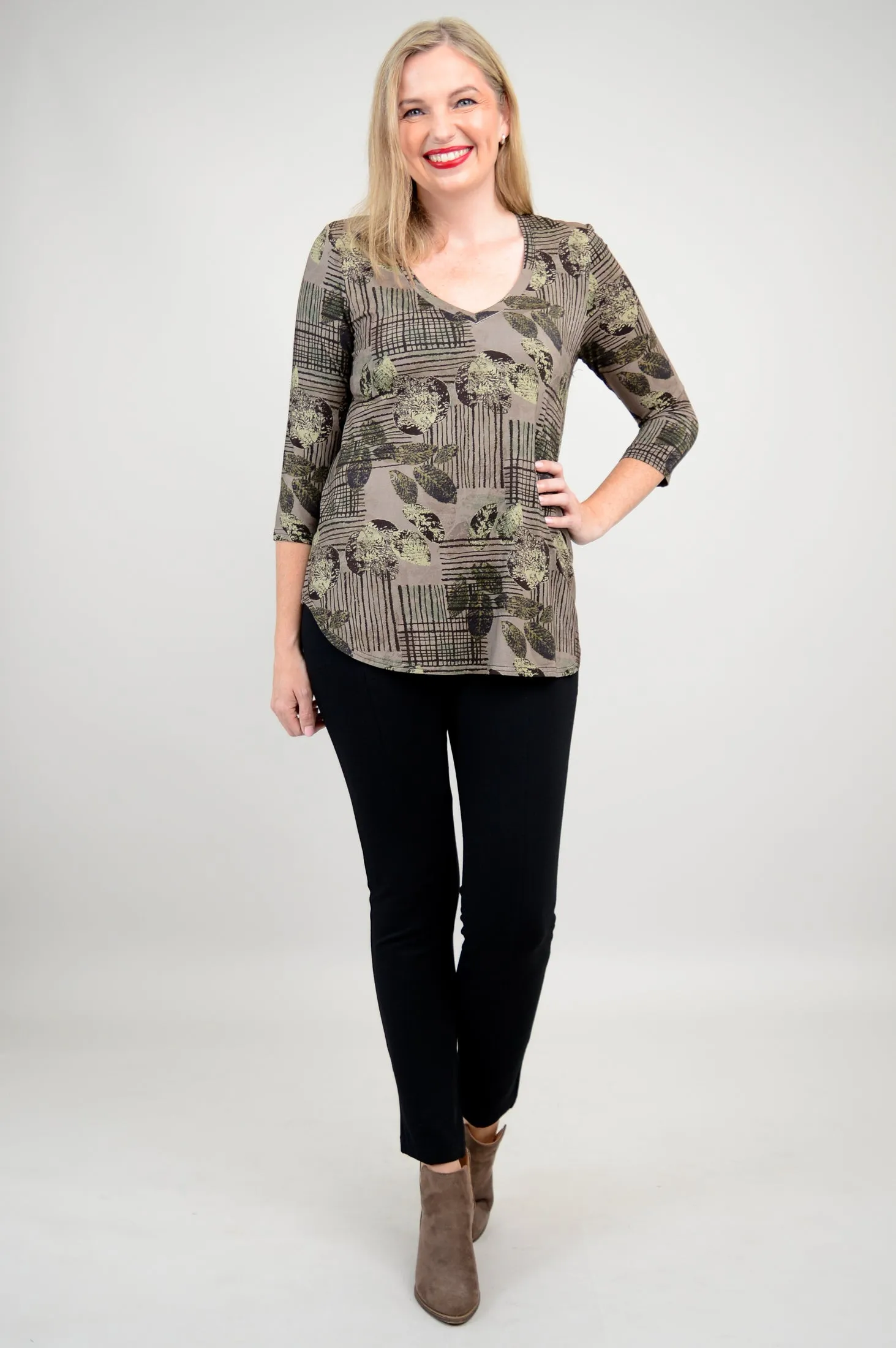 Jackie 3/4 Sleeve, Fall Sketch, Bamboo - Final Sale