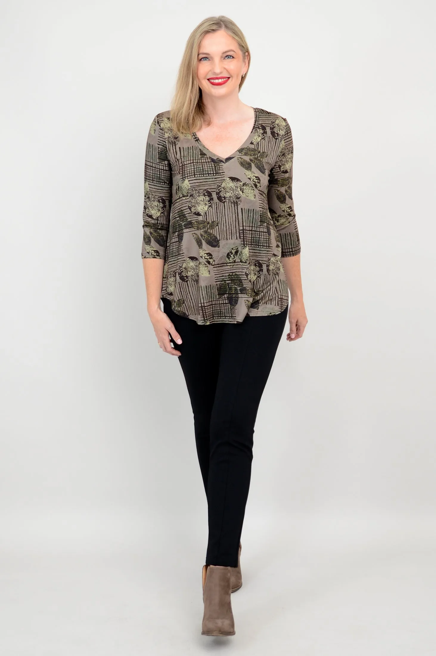 Jackie 3/4 Sleeve, Fall Sketch, Bamboo - Final Sale