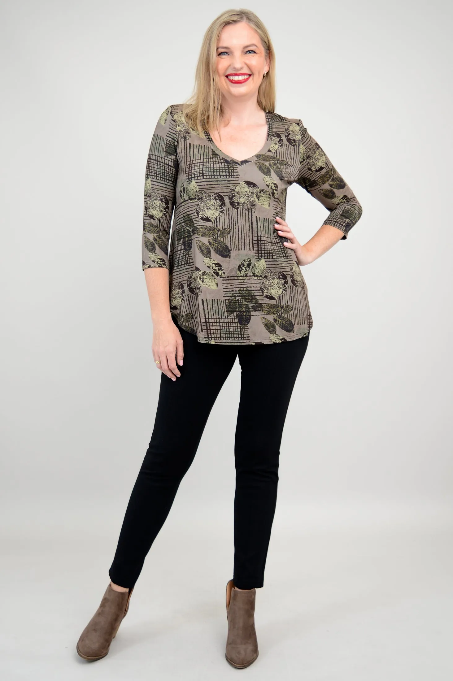 Jackie 3/4 Sleeve, Fall Sketch, Bamboo - Final Sale