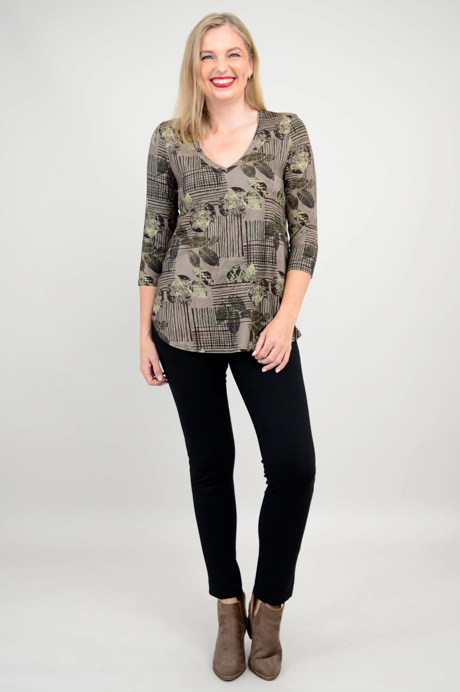 Jackie 3/4 Sleeve, Fall Sketch, Bamboo - Final Sale