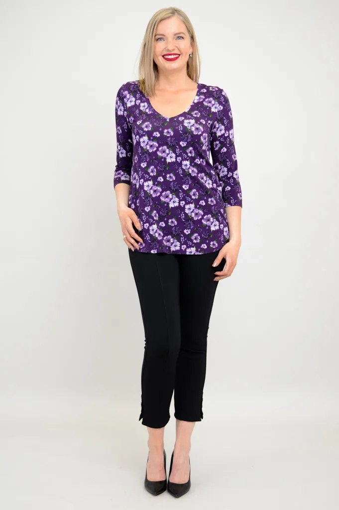 Jackie 3/4 Slv Top, Hibiscus, Bamboo - Final Sale