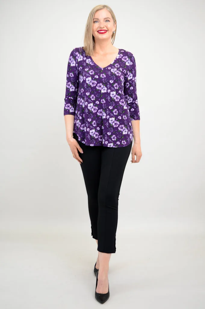 Jackie 3/4 Slv Top, Hibiscus, Bamboo - Final Sale