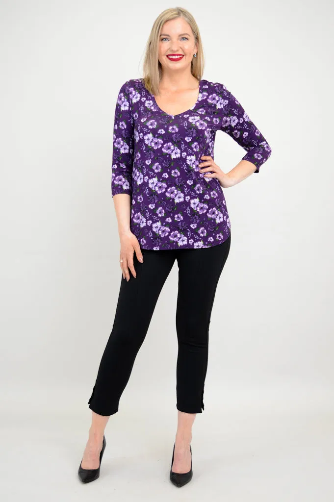 Jackie 3/4 Slv Top, Hibiscus, Bamboo - Final Sale