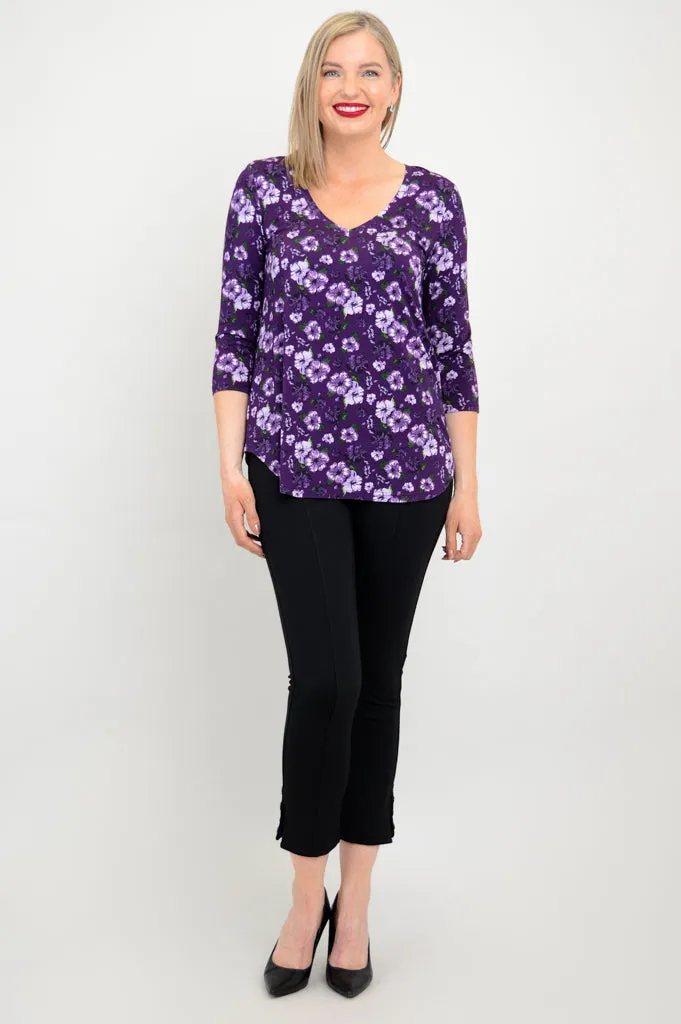 Jackie 3/4 Slv Top, Hibiscus, Bamboo - Final Sale