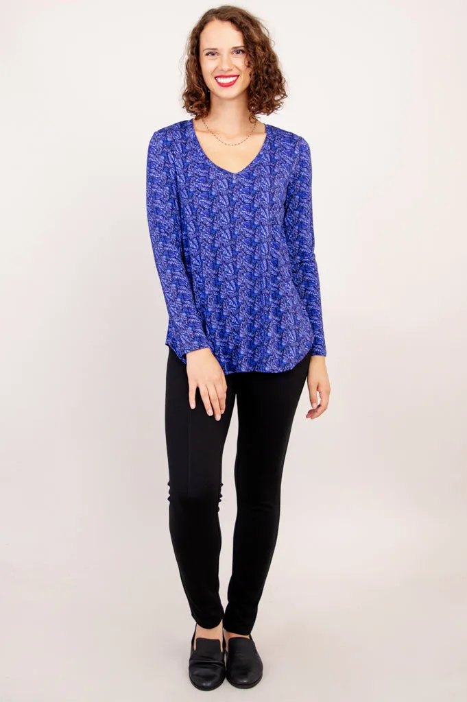 Jackie Long Sleeve, Midnight Leaves, Bamboo - Final Sale