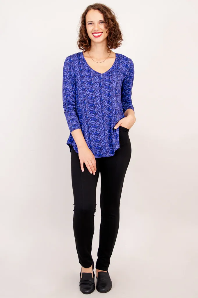 Jackie Long Sleeve, Midnight Leaves, Bamboo - Final Sale