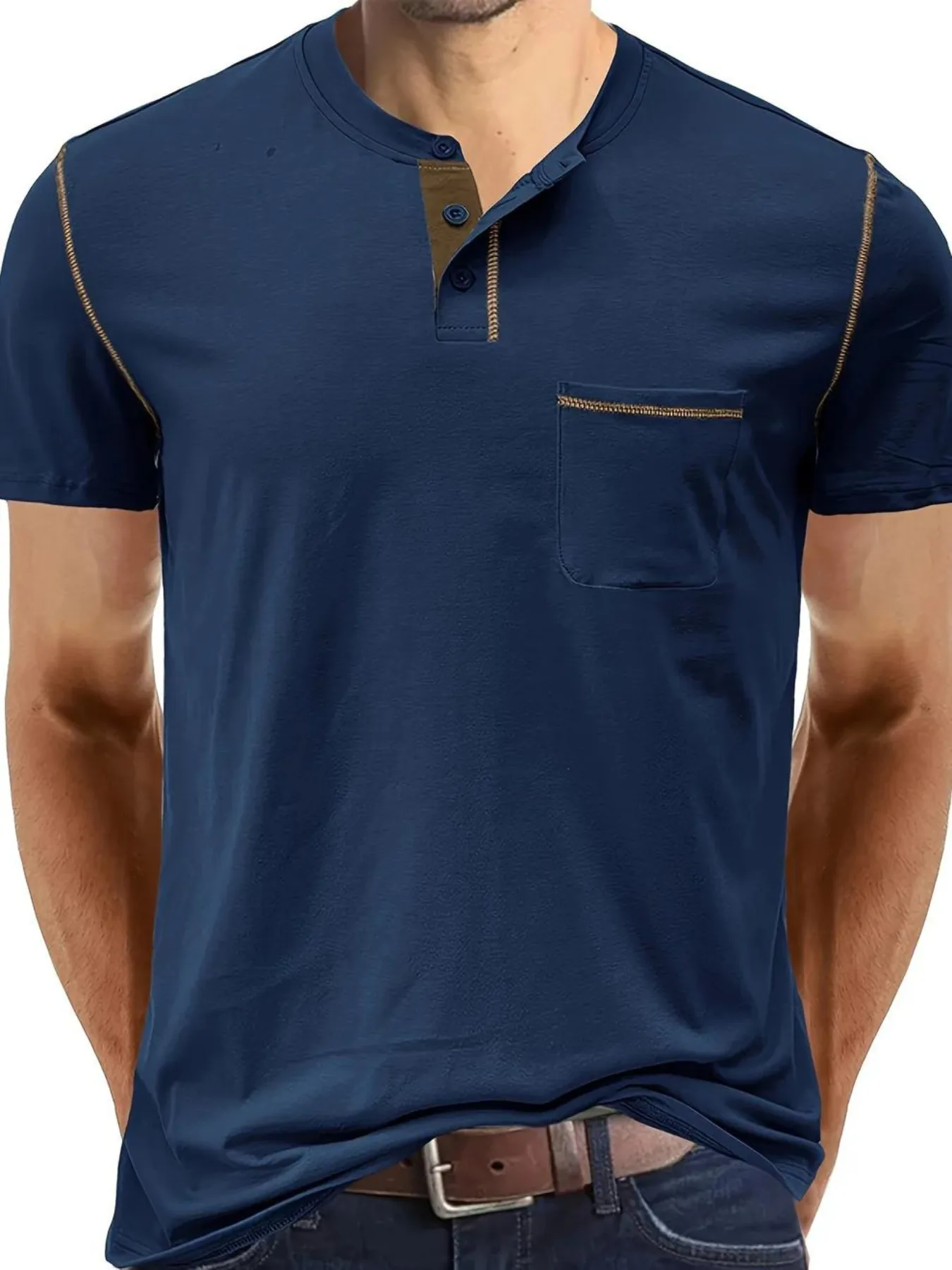 JAMES Koningsblauw Henley T-shirt