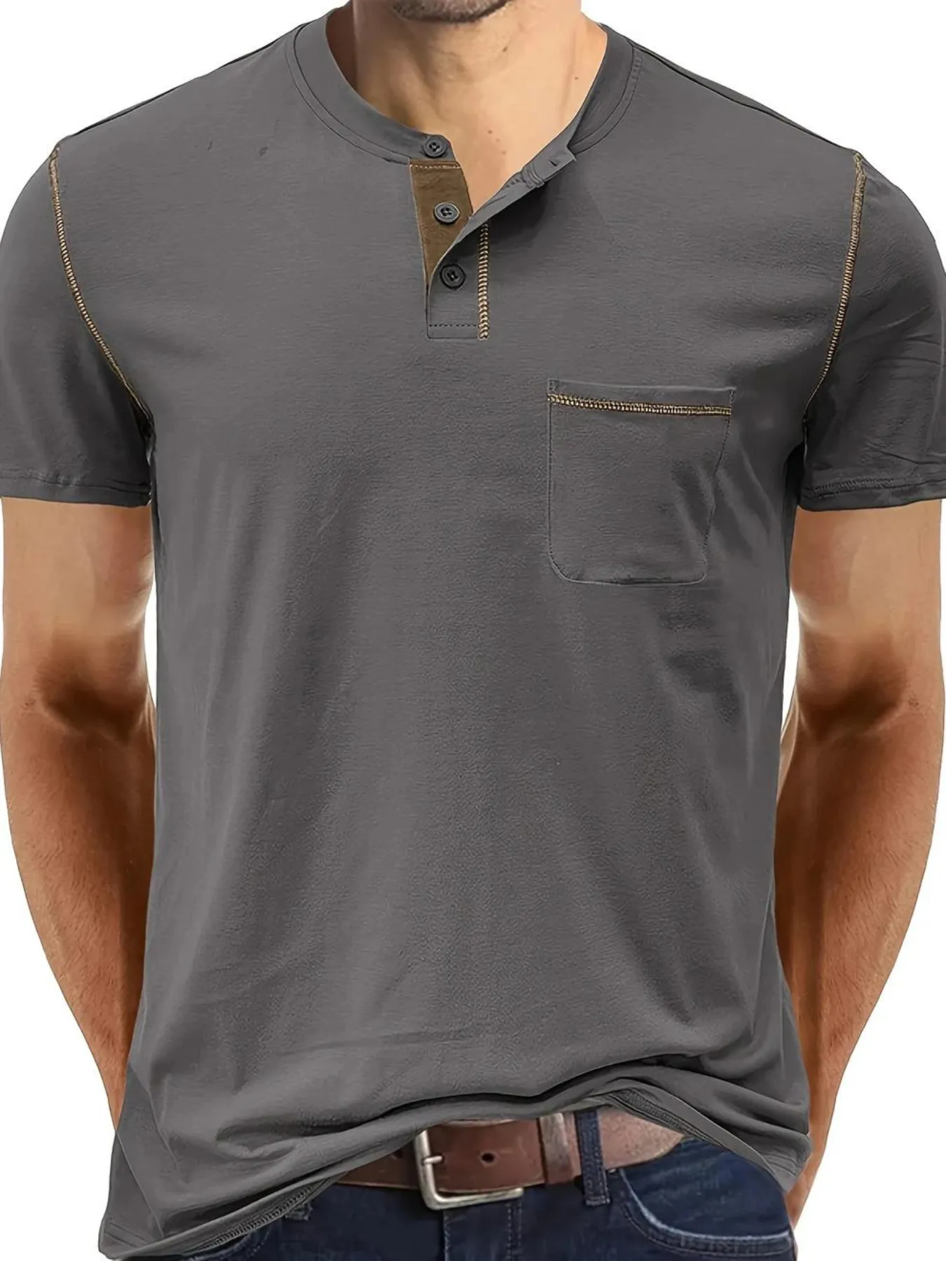 JAMES Koningsblauw Henley T-shirt