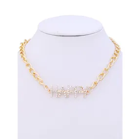 JAN35323 - Rhinestone Word Chain Necklace