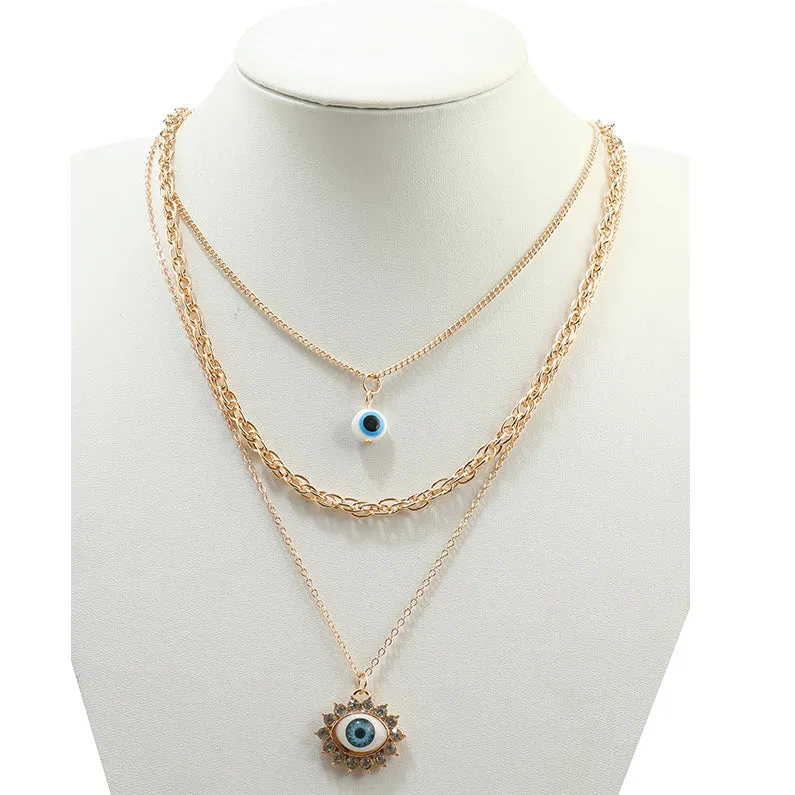 JAN43825 - Evil Eye Layered Necklace