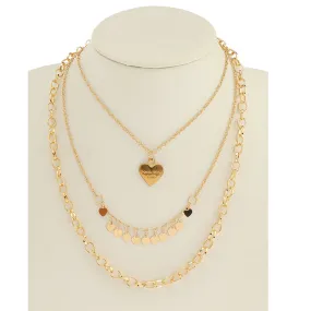 JAN45336 - Heart Layered Chain Necklace