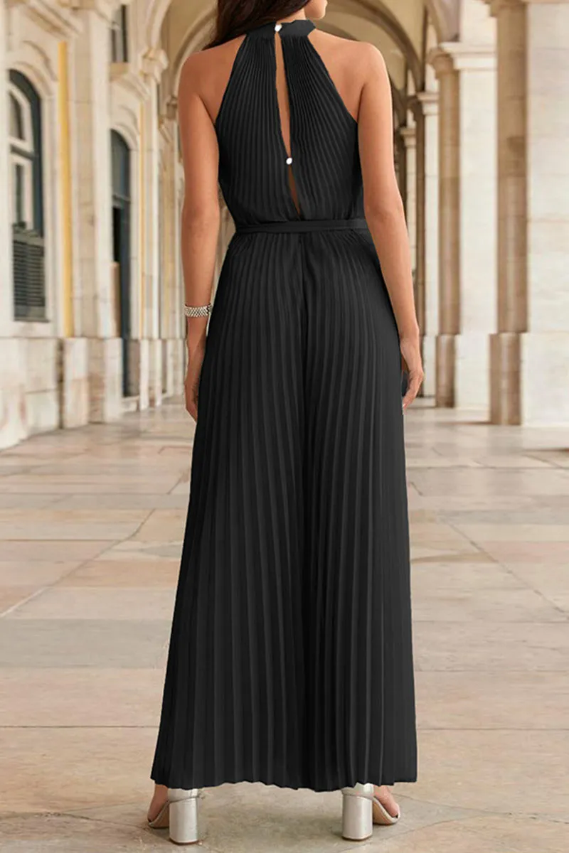 JC494 Halter Pleated Jumpsuits