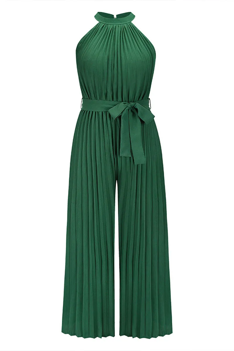 JC494 Halter Pleated Jumpsuits