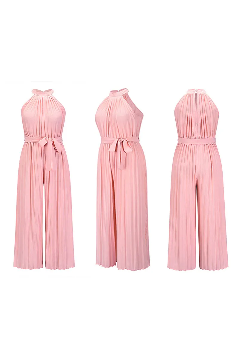 JC494 Halter Pleated Jumpsuits