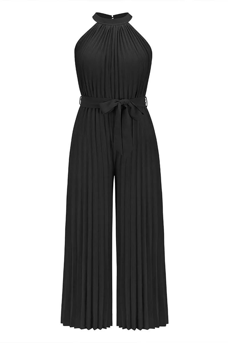 JC494 Halter Pleated Jumpsuits