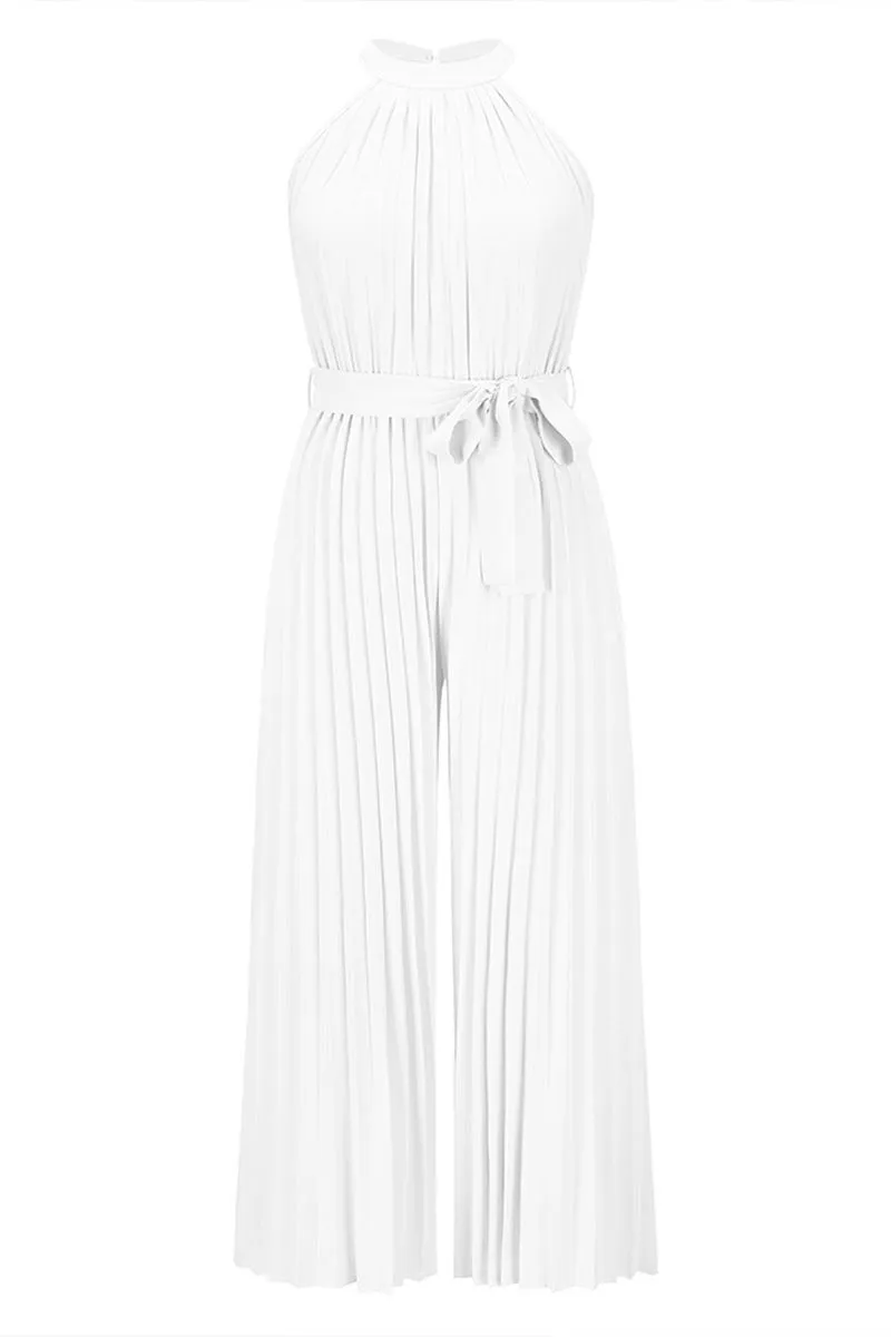 JC494 Halter Pleated Jumpsuits