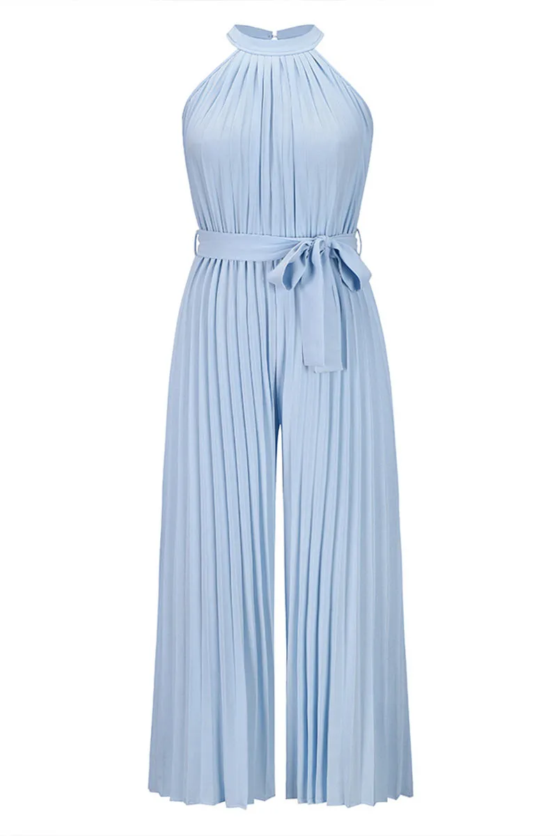 JC494 Halter Pleated Jumpsuits