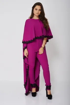 Jumpsuit and Cape Set In Light Purple