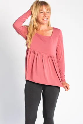 Kara Square Neck Bamboo Top - Deep Rose